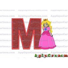 Princess Peach Super Mario Applique 01 Embroidery Design With Alphabet M