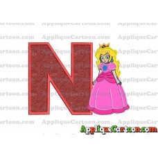 Princess Peach Super Mario Applique 01 Embroidery Design With Alphabet N