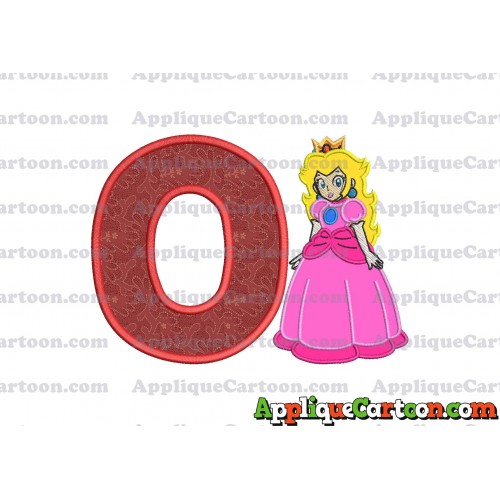 Princess Peach Super Mario Applique 01 Embroidery Design With Alphabet O