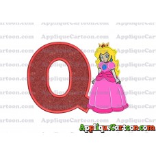 Princess Peach Super Mario Applique 01 Embroidery Design With Alphabet Q