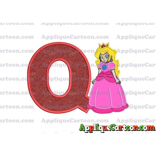 Princess Peach Super Mario Applique 01 Embroidery Design With Alphabet Q