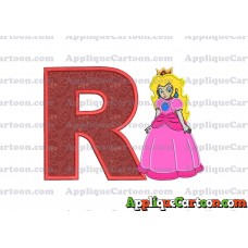 Princess Peach Super Mario Applique 01 Embroidery Design With Alphabet R