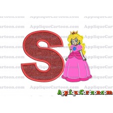 Princess Peach Super Mario Applique 01 Embroidery Design With Alphabet S