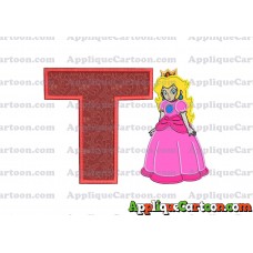 Princess Peach Super Mario Applique 01 Embroidery Design With Alphabet T