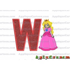 Princess Peach Super Mario Applique 01 Embroidery Design With Alphabet W