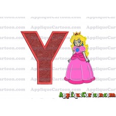 Princess Peach Super Mario Applique 01 Embroidery Design With Alphabet Y
