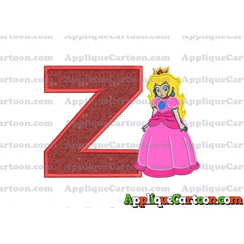 Princess Peach Super Mario Applique 01 Embroidery Design With Alphabet Z