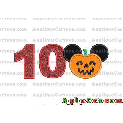 Pumpkin Bucket Mickey Ears Applique Design Birthday Number 10
