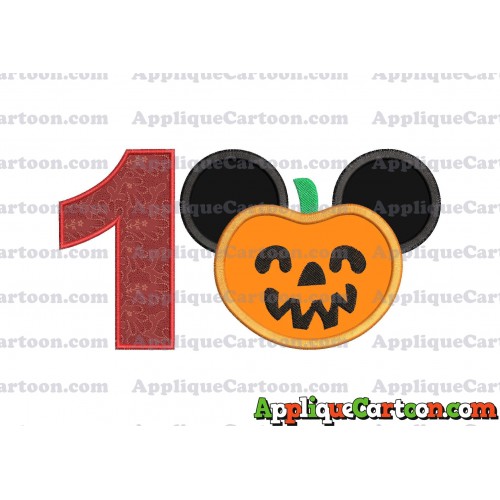 Pumpkin Bucket Mickey Ears Applique Design Birthday Number 1
