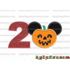 Pumpkin Bucket Mickey Ears Applique Design Birthday Number 2