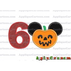 Pumpkin Bucket Mickey Ears Applique Design Birthday Number 6