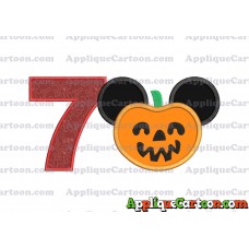 Pumpkin Bucket Mickey Ears Applique Design Birthday Number 7