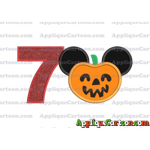 Pumpkin Bucket Mickey Ears Applique Design Birthday Number 7