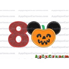 Pumpkin Bucket Mickey Ears Applique Design Birthday Number 8