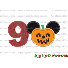 Pumpkin Bucket Mickey Ears Applique Design Birthday Number 9