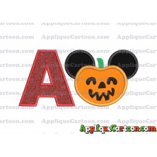 Pumpkin Bucket Mickey Ears Applique Design With Alphabet A