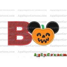 Pumpkin Bucket Mickey Ears Applique Design With Alphabet B