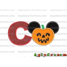 Pumpkin Bucket Mickey Ears Applique Design With Alphabet C