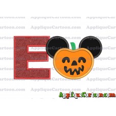 Pumpkin Bucket Mickey Ears Applique Design With Alphabet E