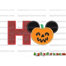 Pumpkin Bucket Mickey Ears Applique Design With Alphabet H