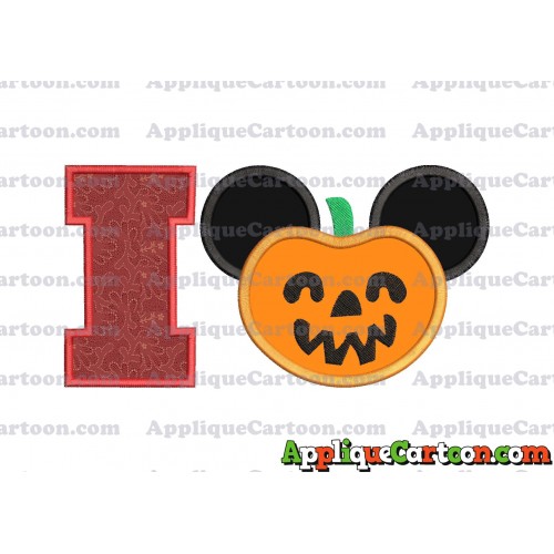 Pumpkin Bucket Mickey Ears Applique Design With Alphabet I
