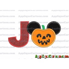Pumpkin Bucket Mickey Ears Applique Design With Alphabet J