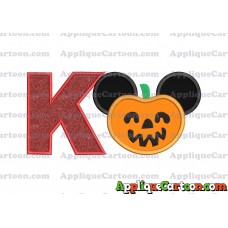 Pumpkin Bucket Mickey Ears Applique Design With Alphabet K