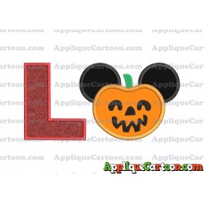 Pumpkin Bucket Mickey Ears Applique Design With Alphabet L