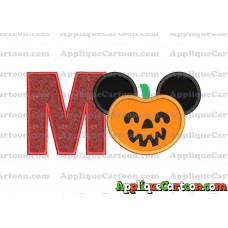 Pumpkin Bucket Mickey Ears Applique Design With Alphabet M
