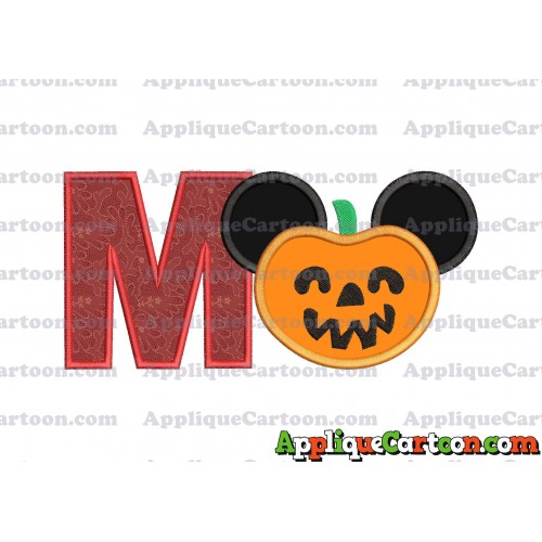 Pumpkin Bucket Mickey Ears Applique Design With Alphabet M