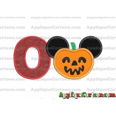 Pumpkin Bucket Mickey Ears Applique Design With Alphabet O