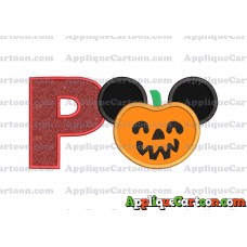 Pumpkin Bucket Mickey Ears Applique Design With Alphabet P