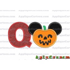 Pumpkin Bucket Mickey Ears Applique Design With Alphabet Q