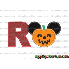 Pumpkin Bucket Mickey Ears Applique Design With Alphabet R
