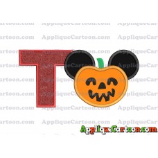 Pumpkin Bucket Mickey Ears Applique Design With Alphabet T