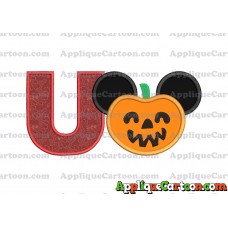 Pumpkin Bucket Mickey Ears Applique Design With Alphabet U