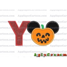 Pumpkin Bucket Mickey Ears Applique Design With Alphabet Y