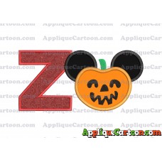 Pumpkin Bucket Mickey Ears Applique Design With Alphabet Z