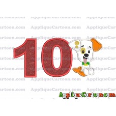 Puppy Bubble Guppies Applique Embroidery Design Birthday Number 10