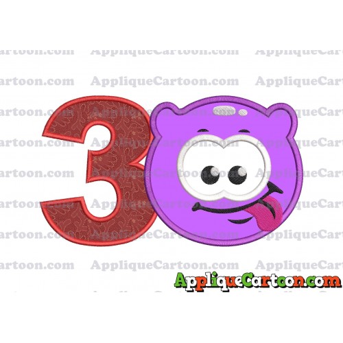 Purple Jelly Applique Embroidery Design Birthday Number 3