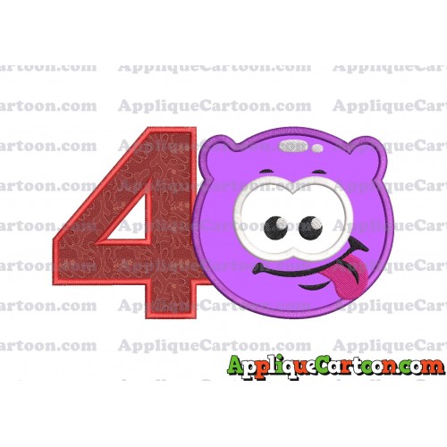 Purple Jelly Applique Embroidery Design Birthday Number 4