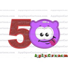 Purple Jelly Applique Embroidery Design Birthday Number 5