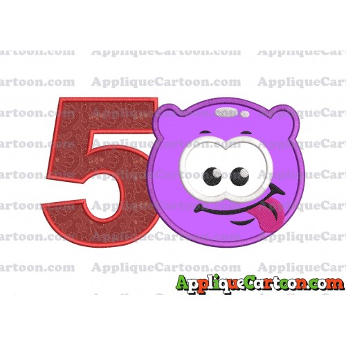 Purple Jelly Applique Embroidery Design Birthday Number 5
