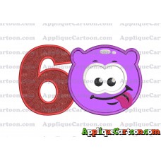 Purple Jelly Applique Embroidery Design Birthday Number 6