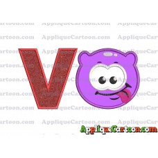 Purple Jelly Applique Embroidery Design With Alphabet V