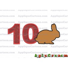 Rabbit Silhouette Applique Embroidery Design Birthday Number 10
