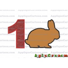 Rabbit Silhouette Applique Embroidery Design Birthday Number 1