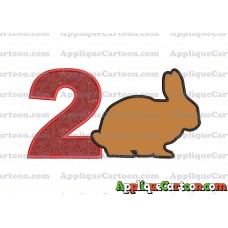 Rabbit Silhouette Applique Embroidery Design Birthday Number 2