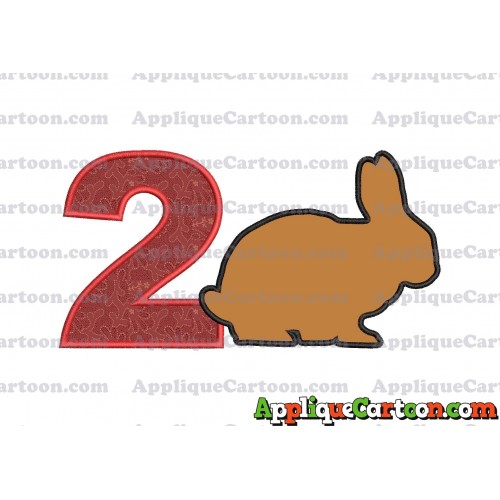 Rabbit Silhouette Applique Embroidery Design Birthday Number 2