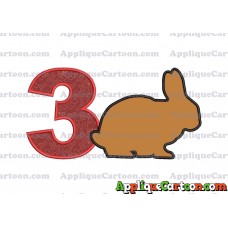 Rabbit Silhouette Applique Embroidery Design Birthday Number 3